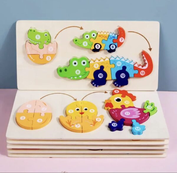 Puzzle en bois animaux et bébés – Image 2